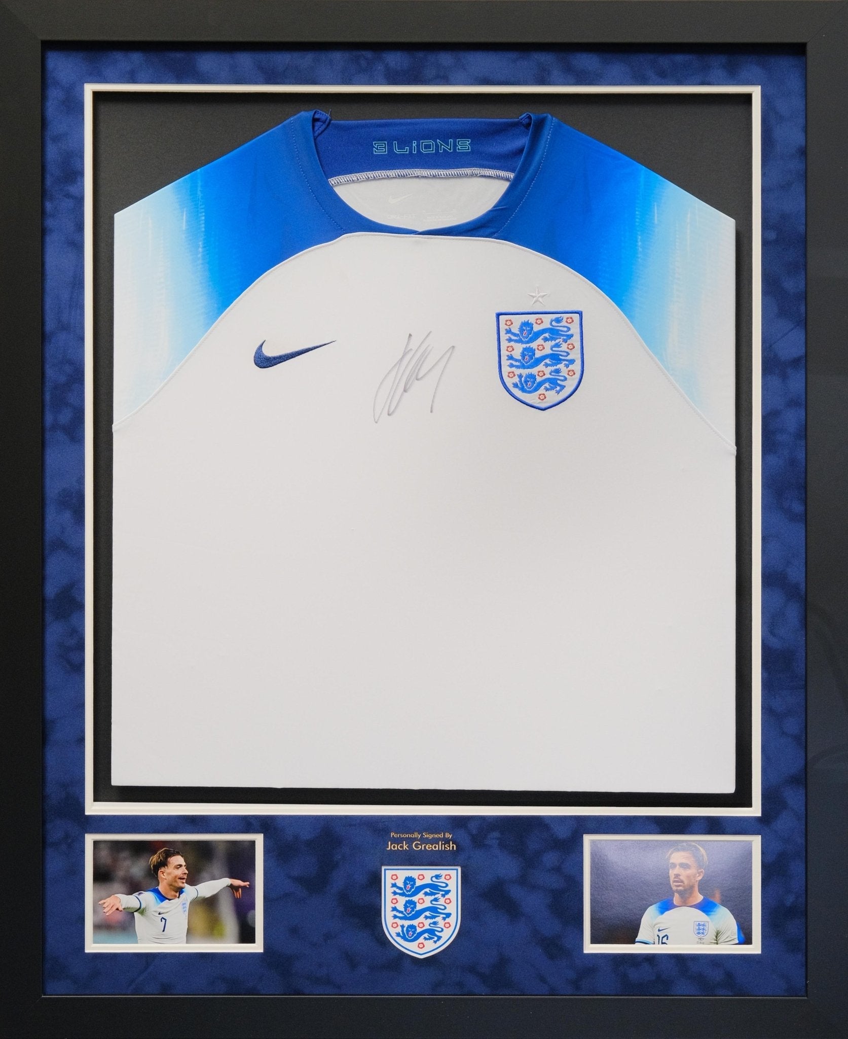 Jack Grealish England Shirt Framed Display - Memorabilia Framers Shop